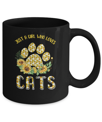 Just A Girl Who Loves Cats And Sunflowers Mug-Coffee Mug-11oz Mug-Black