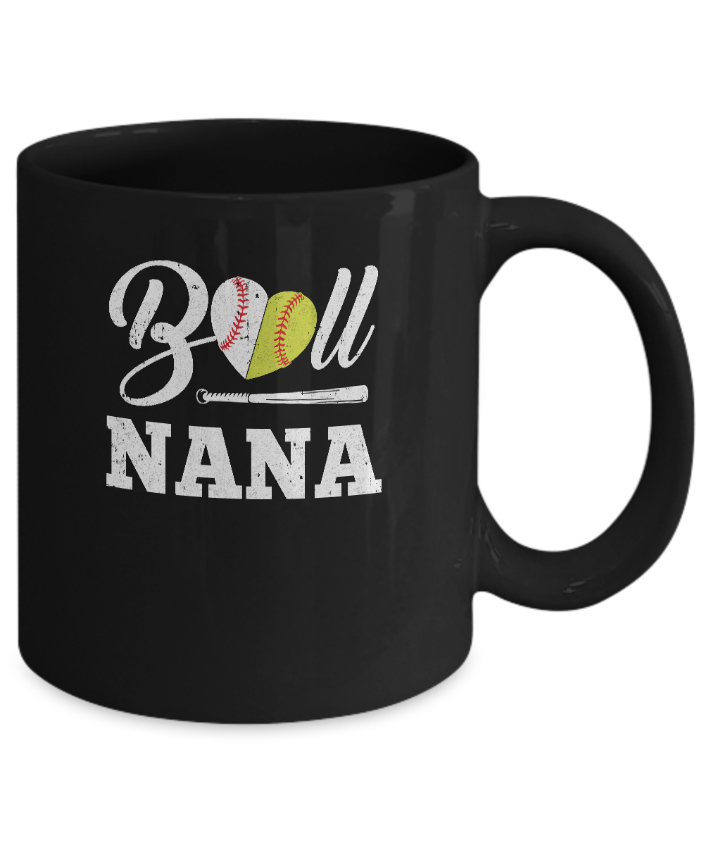 Funny Ball Nana Softball Baseball Mothers Day Gifts Mug-Coffee Mug-11oz Mug-Black