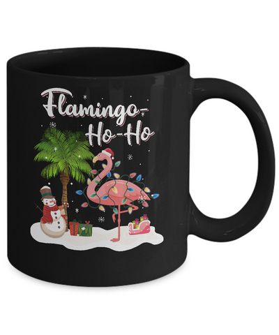 Flamingo Ho Ho Merry Christmas Gifts Mug-Coffee Mug-11oz Mug-Black