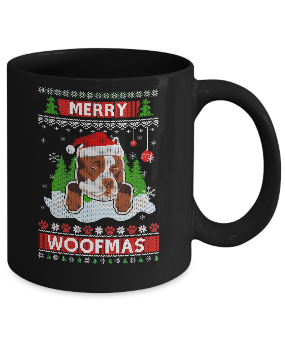 Pitbull Merry Woofmas Ugly Christmas Sweater Mug-Coffee Mug-11oz Mug-Black