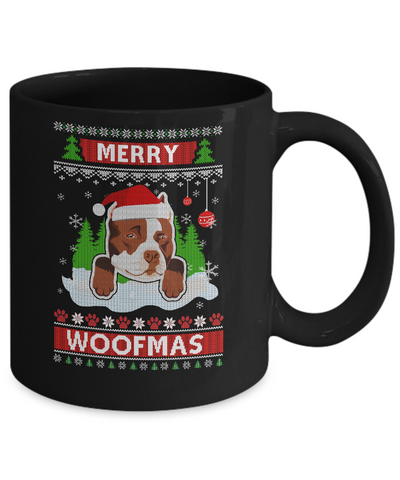 Pitbull Merry Woofmas Ugly Christmas Sweater Mug-Coffee Mug-11oz Mug-Black