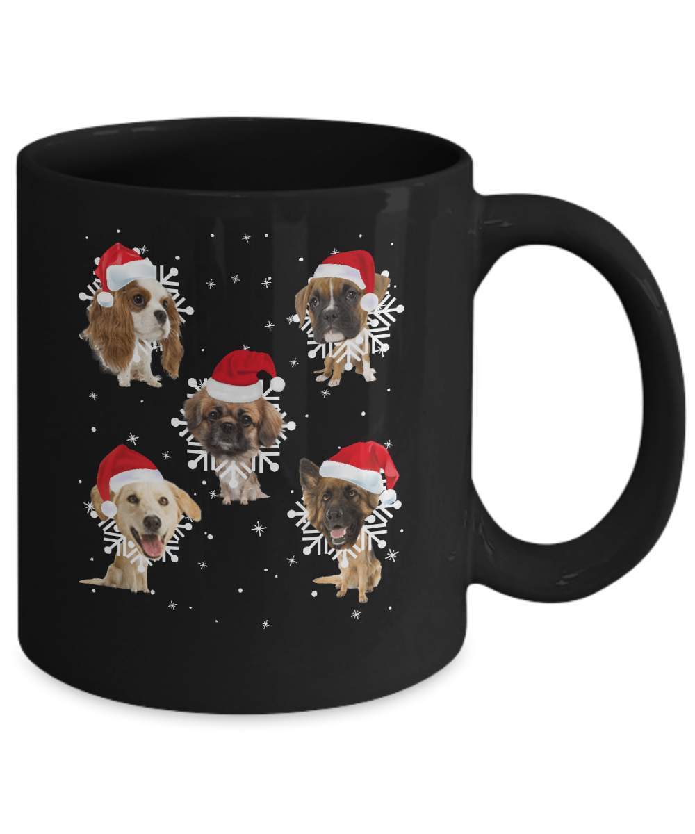 Cute Dog's Christmas Snowflakes Cat Claus Mug-Coffee Mug-11oz Mug-Black