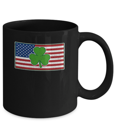Shamrock Ireland USA Irish American Flag Gift Mug-Coffee Mug-11oz Mug-Black