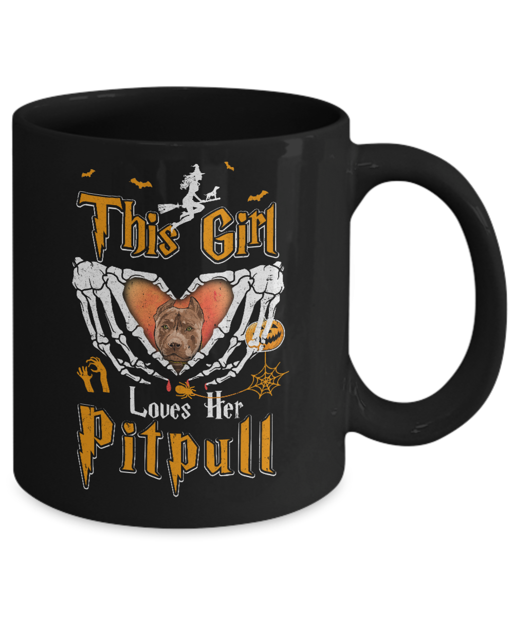 This Girl Love Her Dog Pit bull Halloween Mug-Coffee Mug-11oz Mug-Black