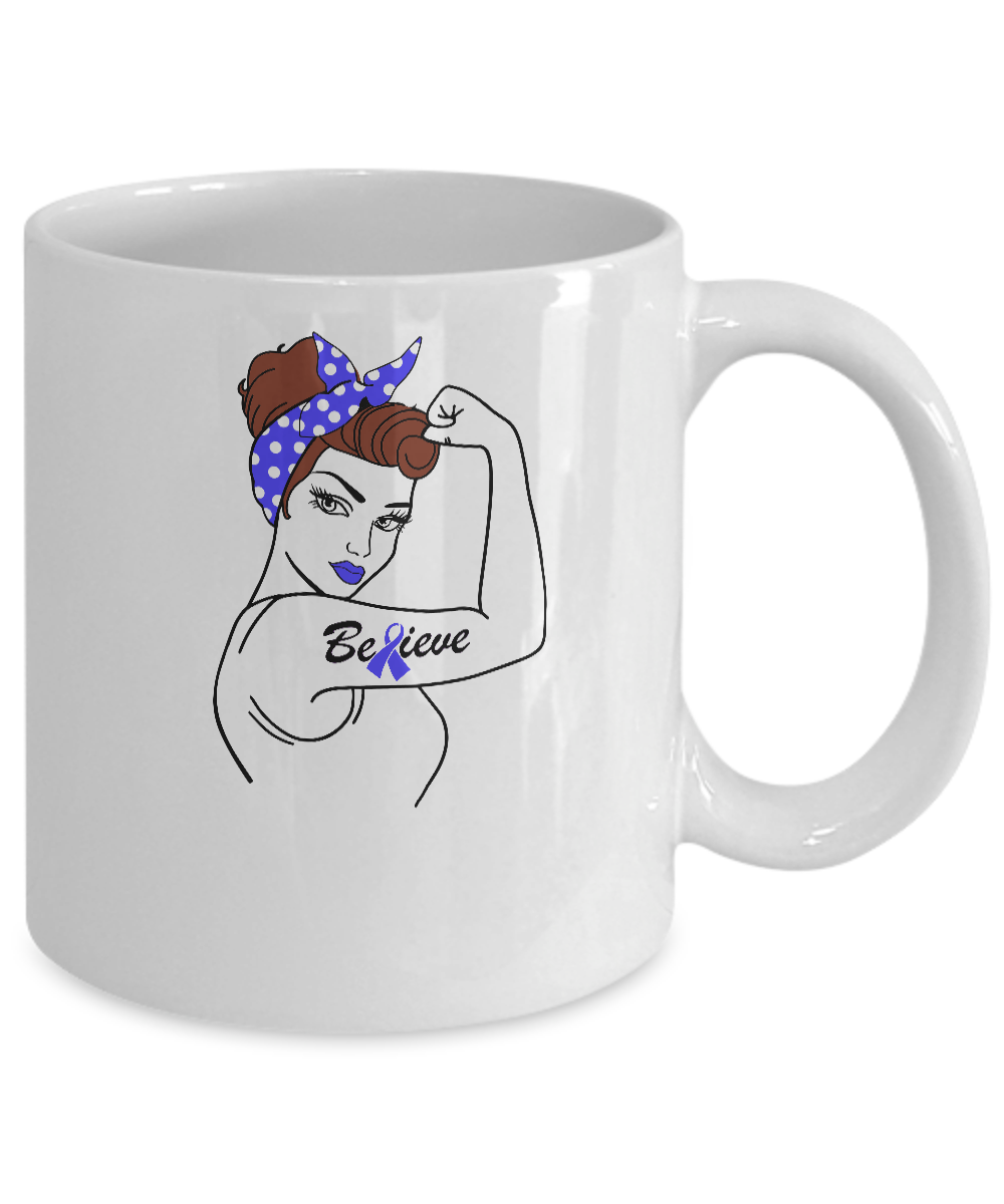 Support Prostate Colon Cancer Awareness Warrior Believe Mug-Coffee Mug-11oz Mug-White