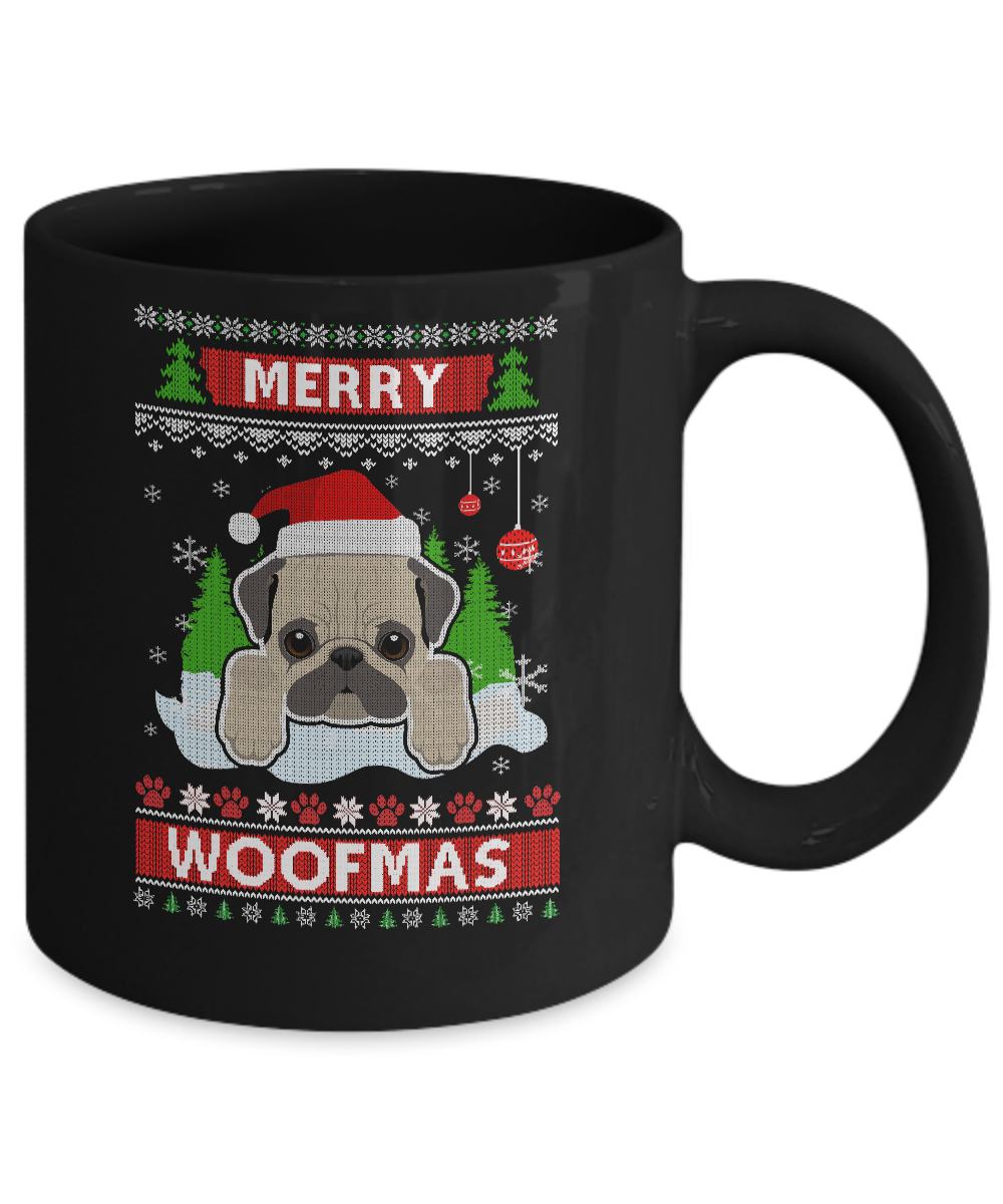 Pug Merry Woofmas Ugly Christmas Sweater Mug-Coffee Mug-11oz Mug-Black