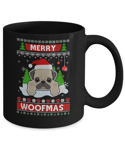 Pug Merry Woofmas Ugly Christmas Sweater Mug-Coffee Mug-11oz Mug-Black