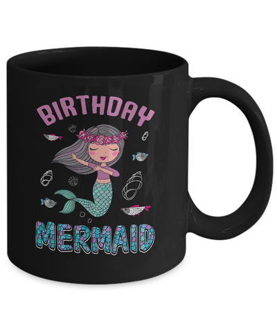 Birthday Mermaid Party Dabbing Mug-Coffee Mug-11oz Mug-Black