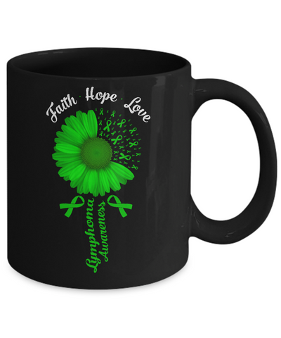Faith Hope Love Green Lymphoma Cancer Awareness Mug-Coffee Mug-11oz Mug-Black