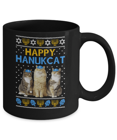 Happy Hanukcat-Coffee Mug-11oz Mug-Black