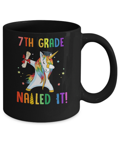 Dabbing 7th Grade Unicorn Nailed It Graduation Class Of 2021 Youth Mug-Coffee Mug-11oz Mug-Black