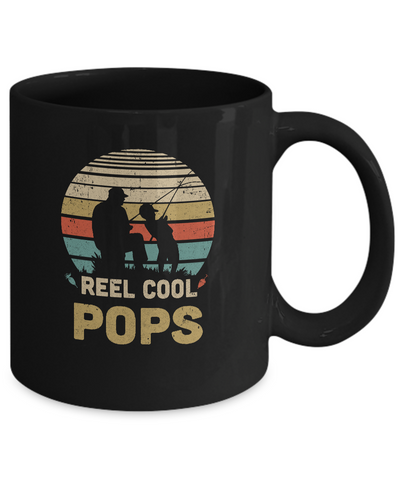 Vintage Father's Day Gift Reel Cool Pops Fishing Mug-Coffee Mug-11oz Mug-Black