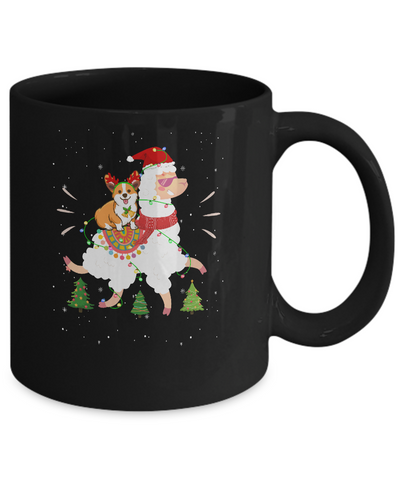 Funny Corgi Riding Llama Christmas Xmas Gifts Mug-Coffee Mug-11oz Mug-Black