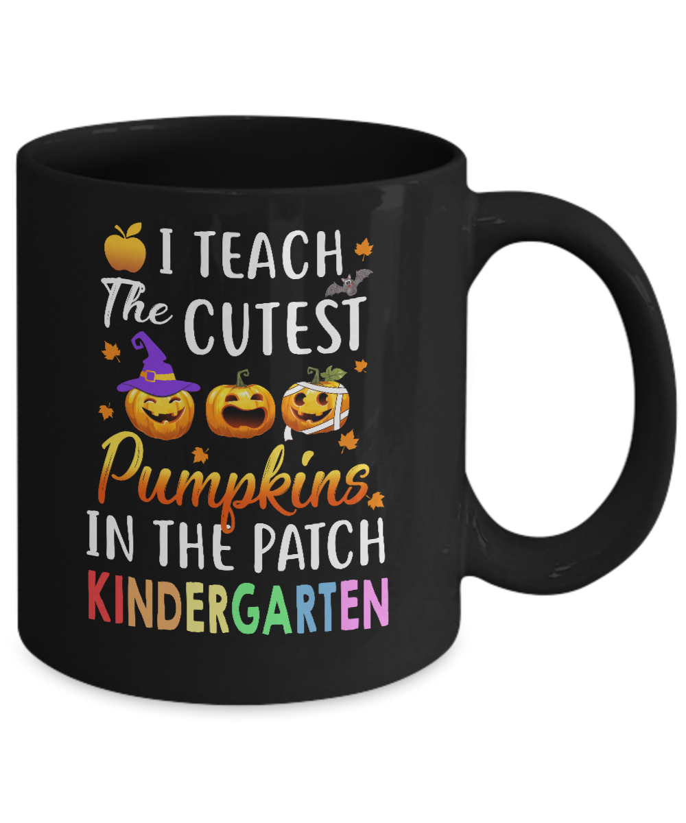 I Teach The Cutest Pumpkins In The Patch Kindergarten Halloween Mug-Coffee Mug-11oz Mug-Black