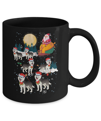 Dog Reindeer Siberian Husky Christmas Gift Mug-Coffee Mug-11oz Mug-Black
