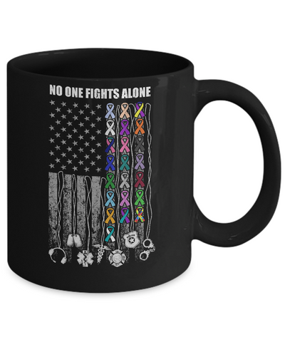 No One Fights Alone Cancer Awareness Mug-Coffee Mug-11oz Mug-Black