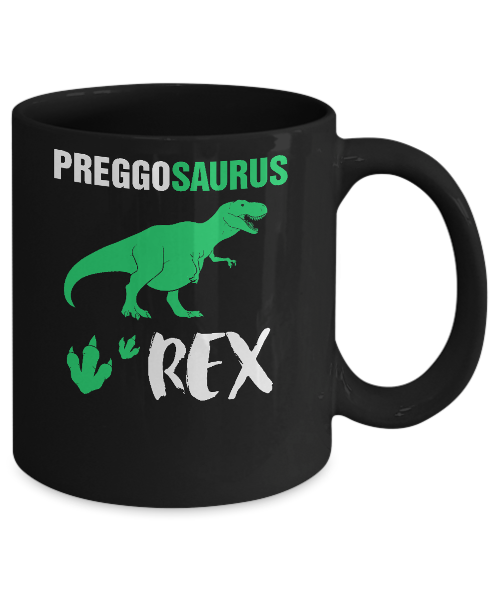 Preggosaurus Rex Pregnancy Mom Dinosaur Gift Mug-Coffee Mug-11oz Mug-Black