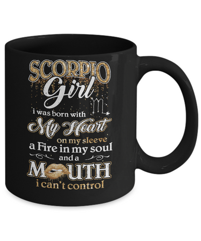 I'm A Scorpio Girl Lipstick October November Funny Zodiac Birthday Mug-Coffee Mug-11oz Mug-Black