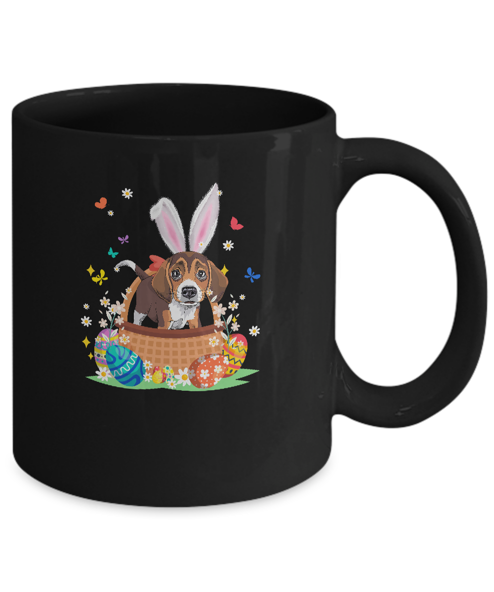 Beagle Bunny Hat Rabbit Easter Eggs Mug-Coffee Mug-11oz Mug-Black
