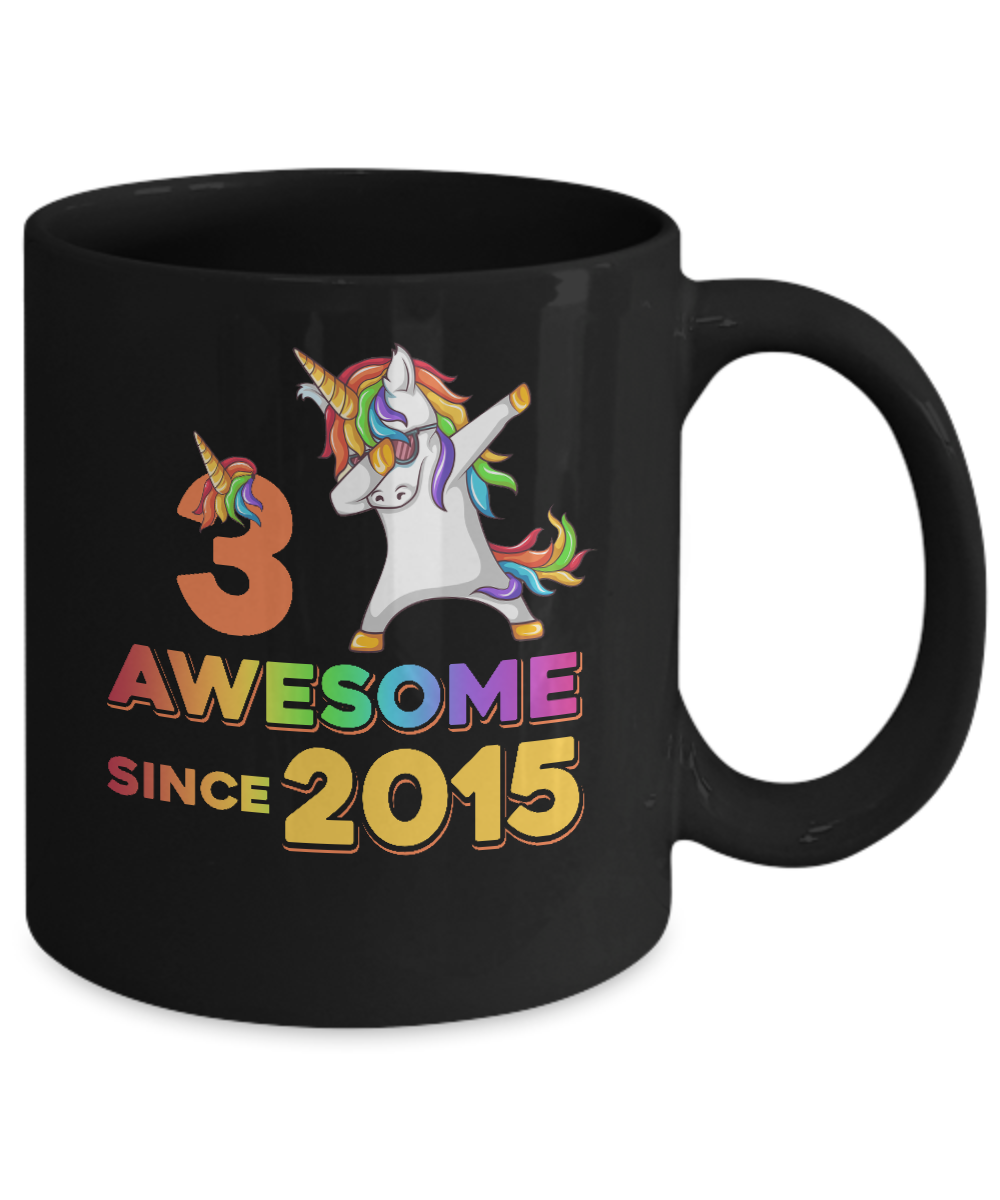 Unicorn Dabbing Awesome Since 2015 3Th Birthday Mug-Coffee Mug-11oz Mug-Black