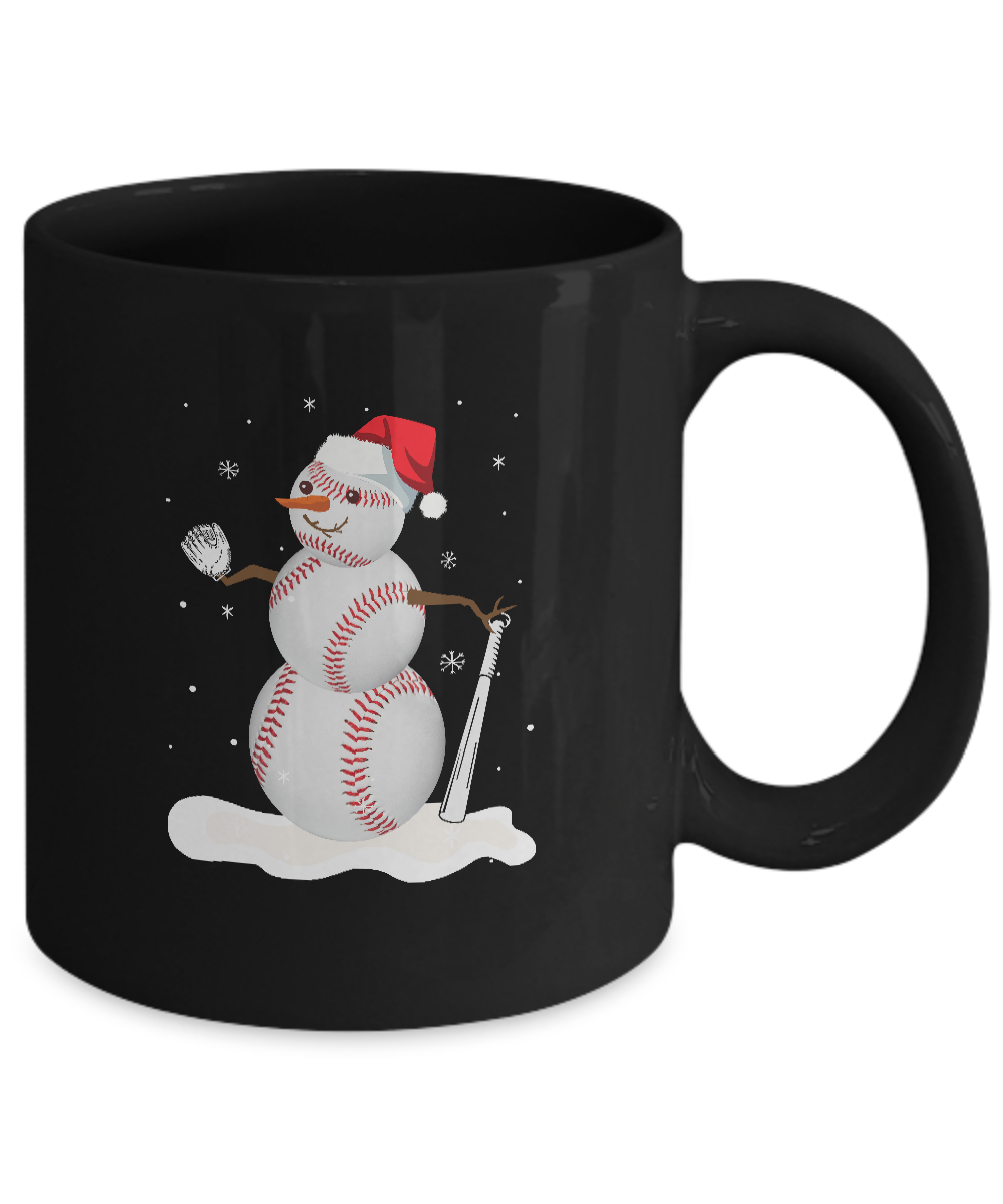 Christmas Baseball Snowman Christmas Mug-Coffee Mug-11oz Mug-Black