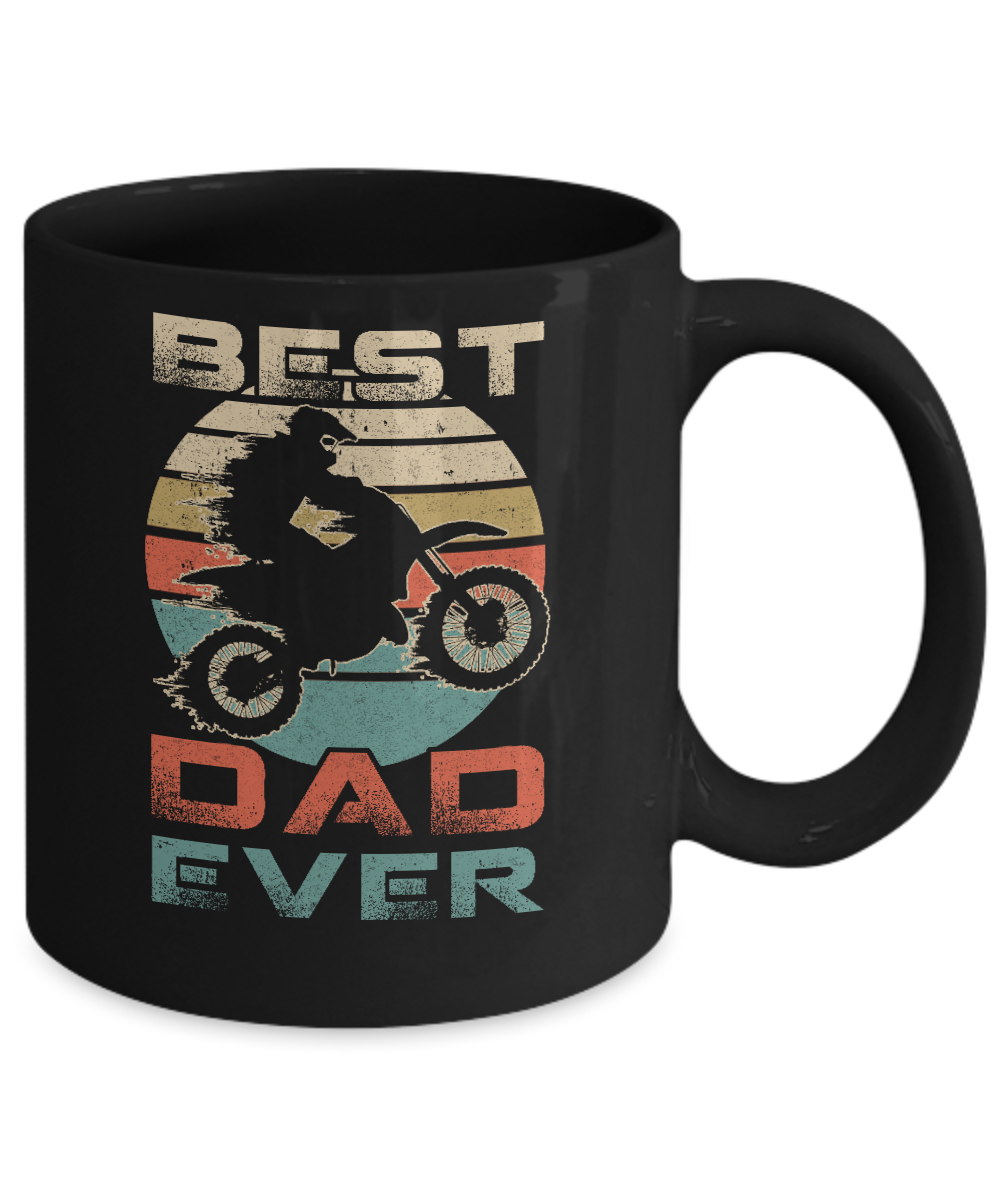 Vintage Best Motocross Dad Ever Gift Father's Day Mug-Coffee Mug-11oz Mug-Black