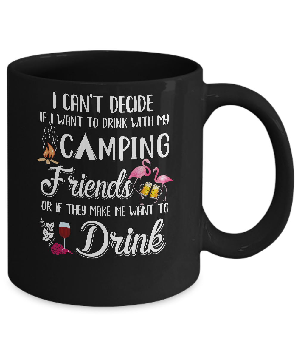 I Want To Drink With My Camping Friends Flamingo Mug-Coffee Mug-11oz Mug-Black