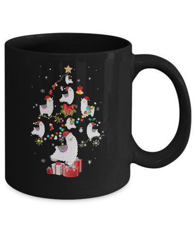 Llama Christmas Tree Decor Xmas Gift Mug-Coffee Mug-11oz Mug-Black