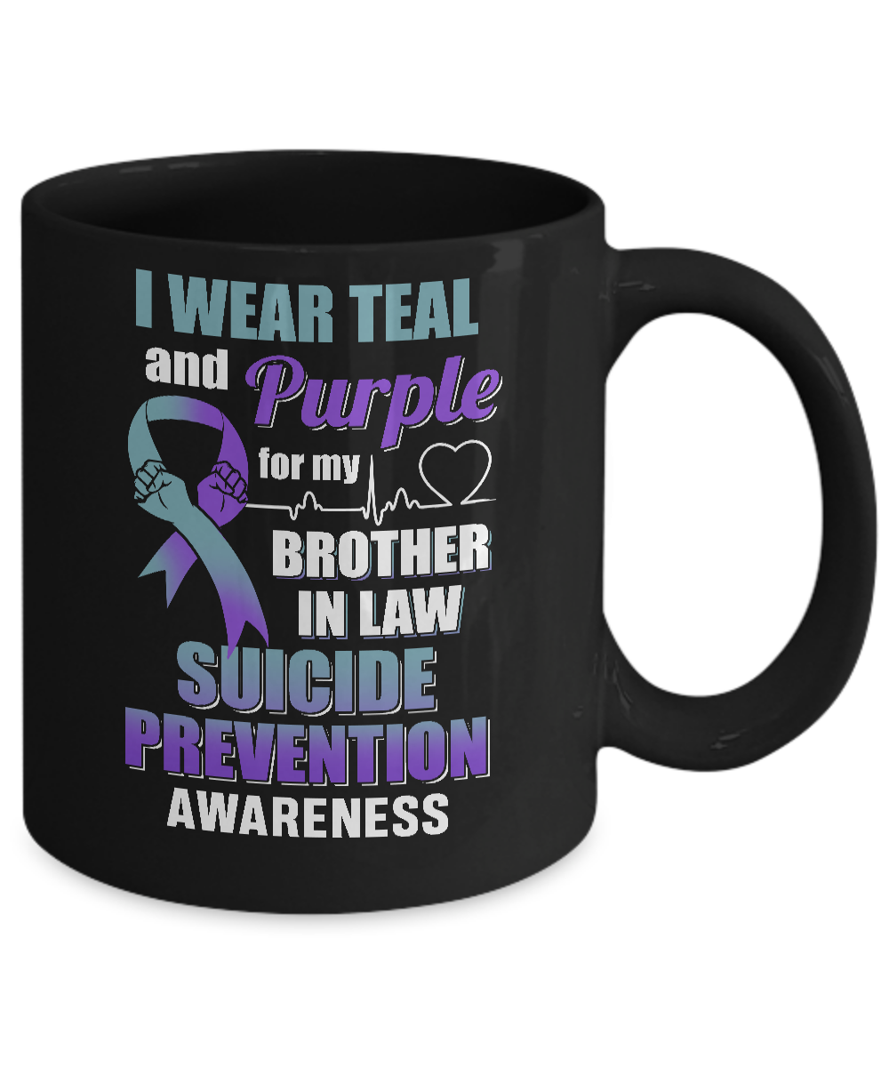 I Wear Teal And Purple For My Brother In Law Suicide Prevention Mug-Coffee Mug-11oz Mug-Black