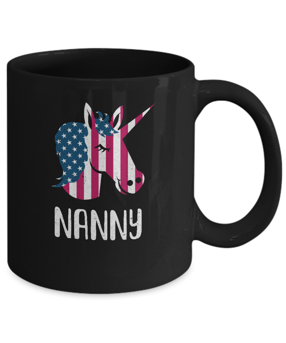 Patriotic Nanny Unicorn Americorn 4Th Of July Mug-Coffee Mug-11oz Mug-Black