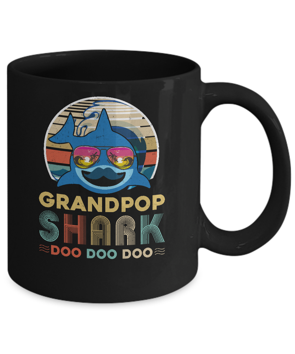 Retro Vintage Grandpop Shark Doo Doo Doo Mug-Coffee Mug-11oz Mug-Black