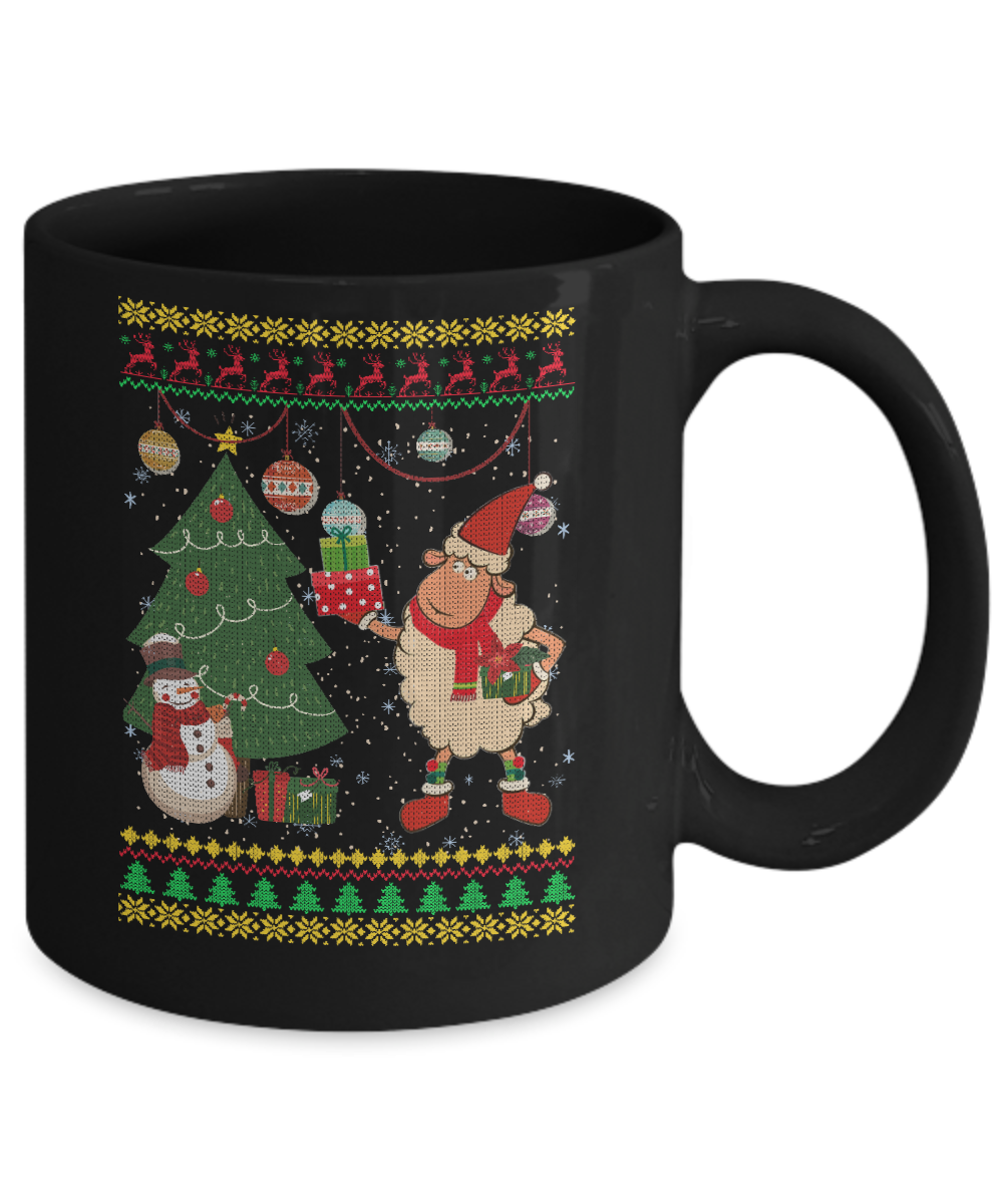 Funny Sheep Lamb Christmas Cute Family Ugly Sweater Mug-Coffee Mug-11oz Mug-Black