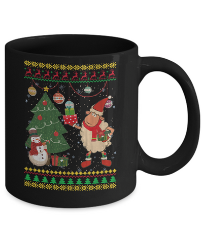 Funny Sheep Lamb Christmas Cute Family Ugly Sweater Mug-Coffee Mug-11oz Mug-Black