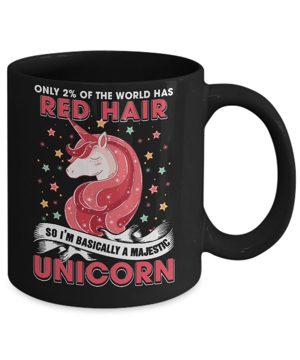 Only 2 Percent Of The World Has Red Hair Majestic Unicorn Mug-Coffee Mug-11oz Mug-Black