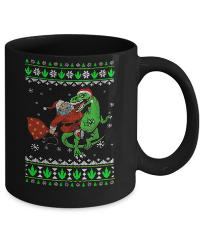Santa Riding Dinosaur T-Rex Ugly Christmas Sweater Mug-Coffee Mug-11oz Mug-Black