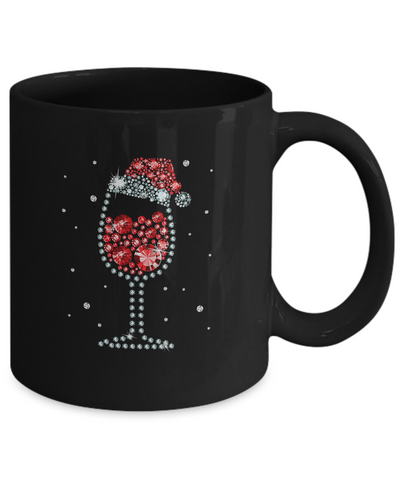 Diamond Wine Glasses Santa Hat Christmas Mug-Coffee Mug-11oz Mug-Black