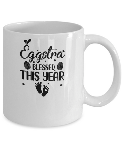 Womens Eggstra Blessed This Year Costume Funny Easter Pregnancy Mug-Coffee Mug-11oz Mug-White
