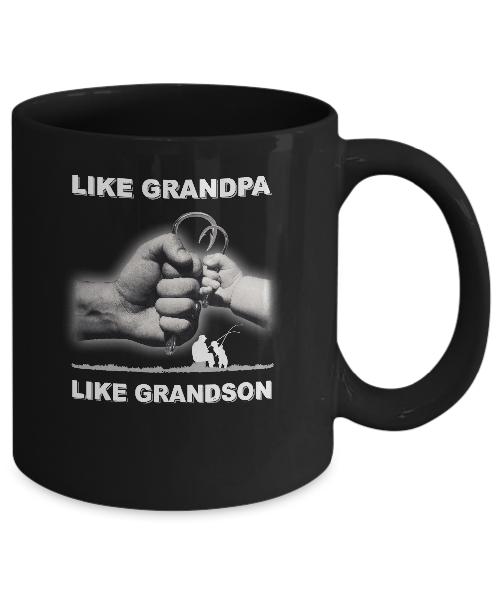 Like Grandpa Like Grandson Fishing Fish Fathers Day Mug-Coffee Mug-11oz Mug-Black