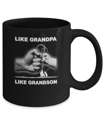 Like Grandpa Like Grandson Fishing Fish Fathers Day Mug-Coffee Mug-11oz Mug-Black