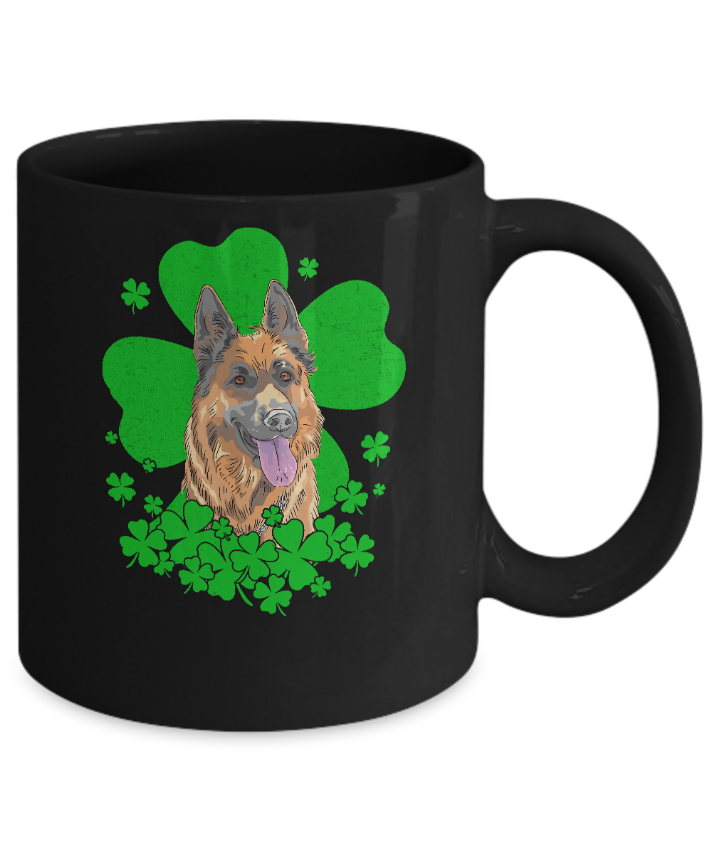 German Shepherd St. Patrick's Day Clovers Mug-Coffee Mug-11oz Mug-Black