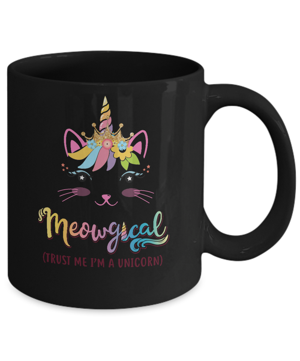 Caticorn Kittycorn Rainbow Meowgical Cat Unicorn Cute Mug-Coffee Mug-11oz Mug-Black