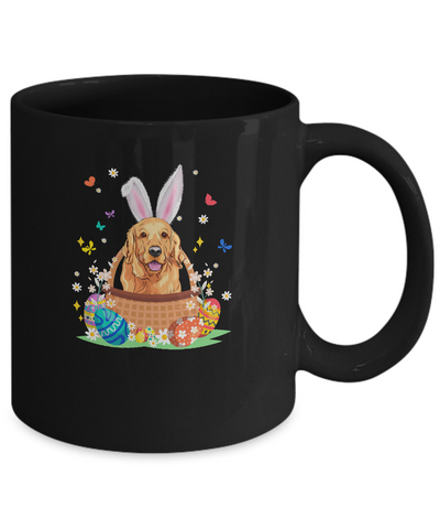 Golden Retriever Bunny Hat Rabbit Easter Eggs Mug-Coffee Mug-11oz Mug-Black