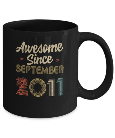 Awesome Since September 2011 Vintage 10th Birthday Gifts Youth Mug-Coffee Mug-11oz Mug-Black