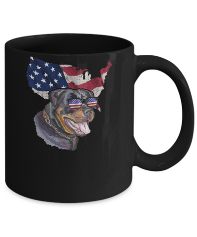 Funny Patriot Rottweiler Dog 4Th Of July American Flag Mug-Coffee Mug-11oz Mug-Black