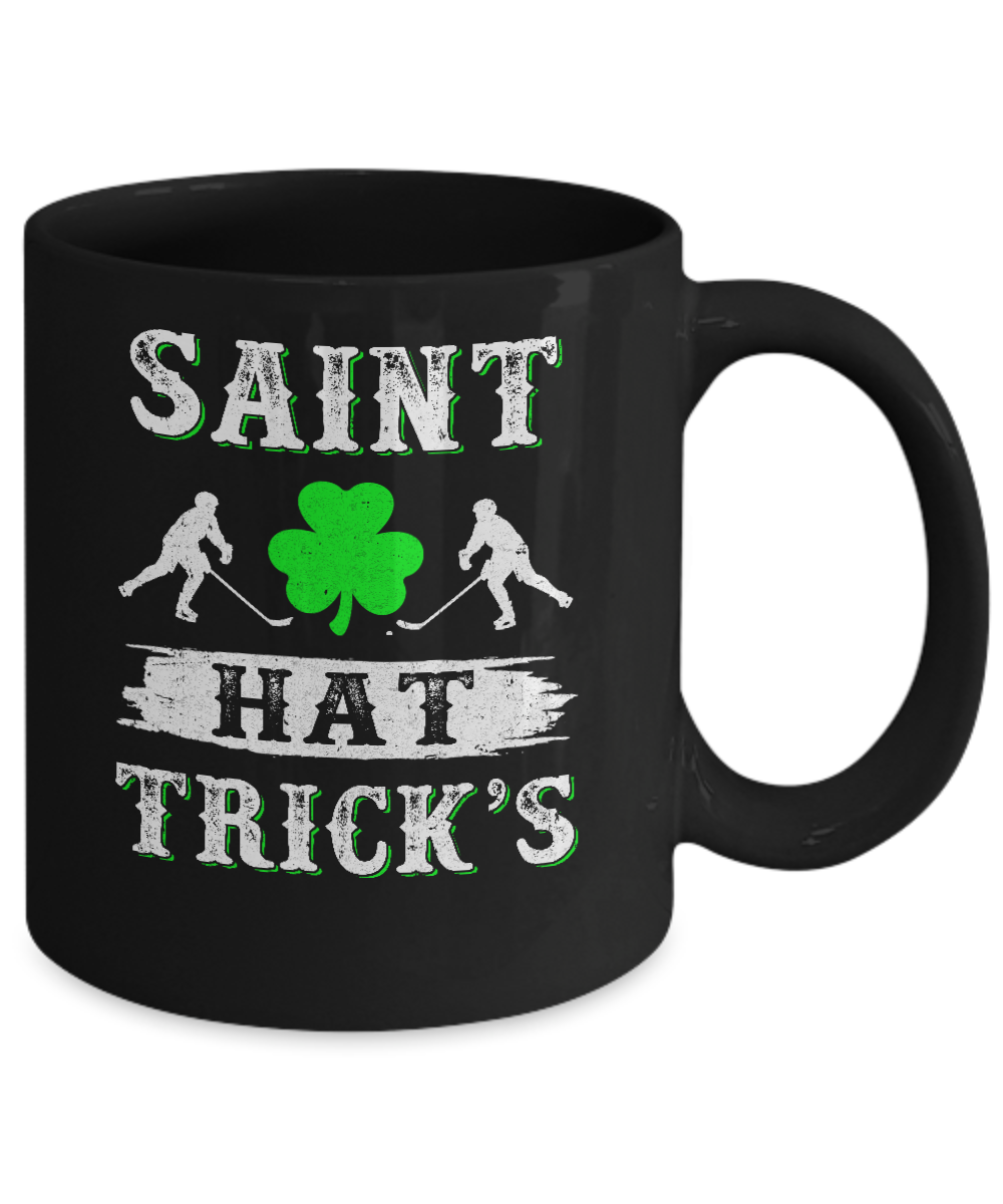 St Patricks Day Hockey Saint Hat Trick's Day Mug-Coffee Mug-11oz Mug-Black