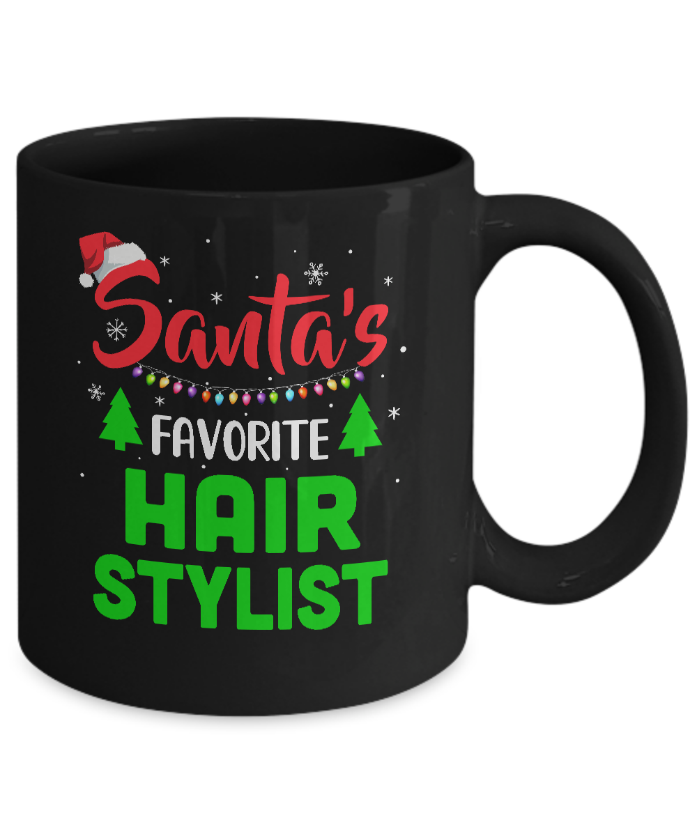 Santa's Favorite Hair stylist Funny Christmas Xmas Gifts Mug-Coffee Mug-11oz Mug-Black