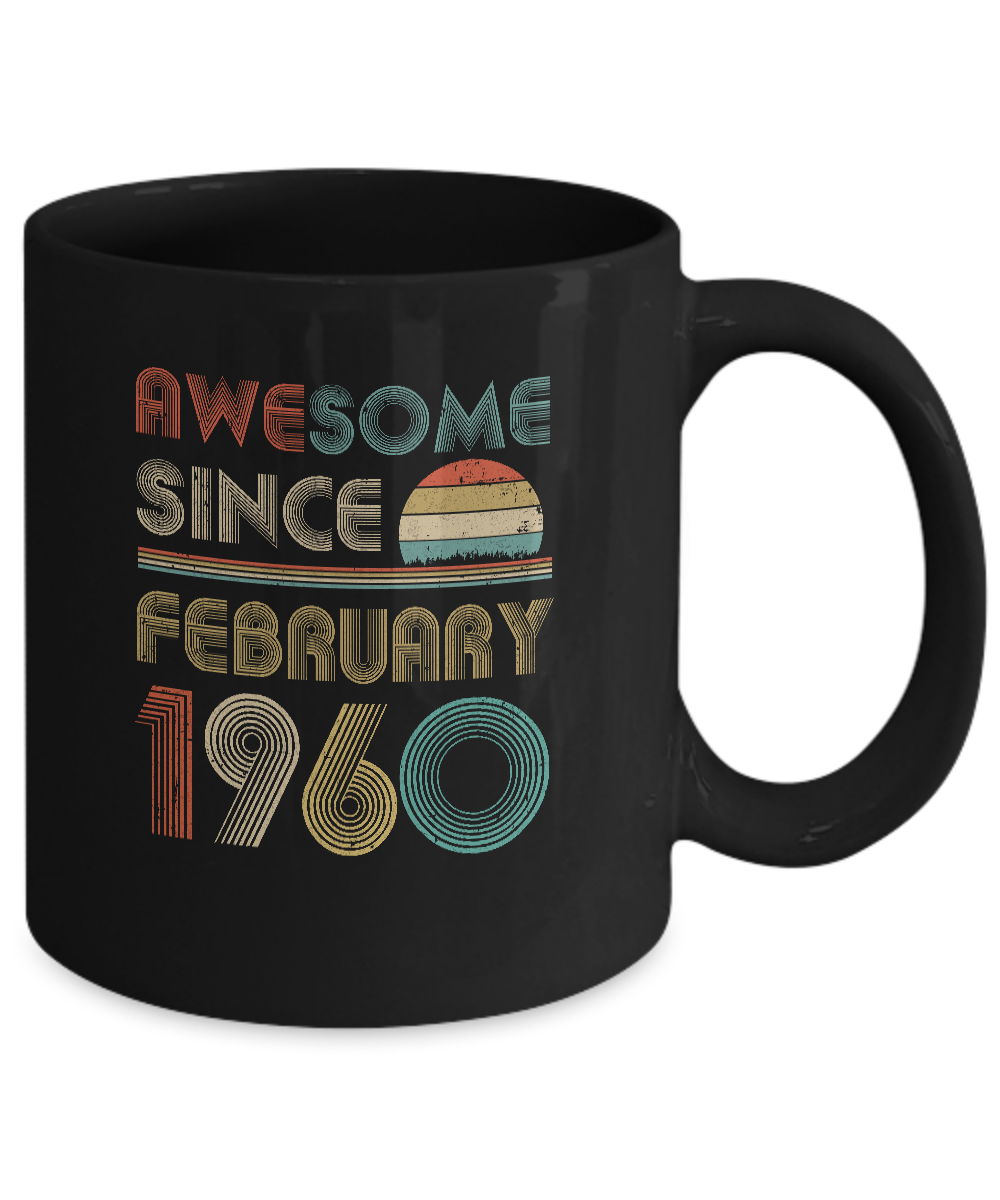 Awesome Since February 1960 Vintage 61th Birthday Gifts Mug-Coffee Mug-11oz Mug-Black