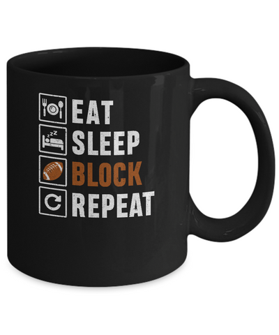 Funny Eat Sleep Block Repeat Football Gifts Mug-Coffee Mug-11oz Mug-Black