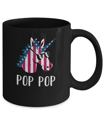 Patriotic Pop Pop Unicorn Americorn 4Th Of July Mug-Coffee Mug-11oz Mug-Black