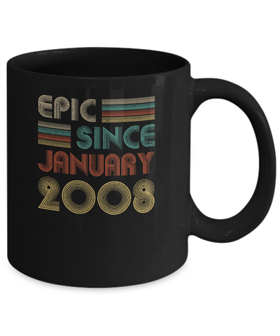 Epic Since January 2008 Vintage 13th Birthday Gifts Youth Mug-Coffee Mug-11oz Mug-Black